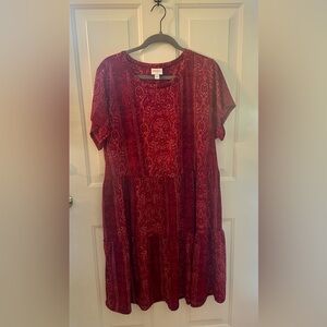 LuLaRoe Red Paisley Tiered Dress